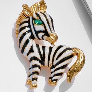 Rhinestone Zebra Brooche